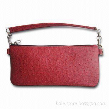 Handbag in Ostrich PU with Metal Chain Linked Handle